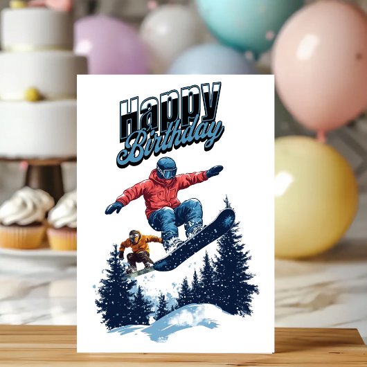 Snowboarding Birthday Cards カード