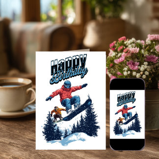 Snowboarding Birthday Cards カード