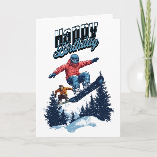Snowboarding Birthday Cards カード (正面)