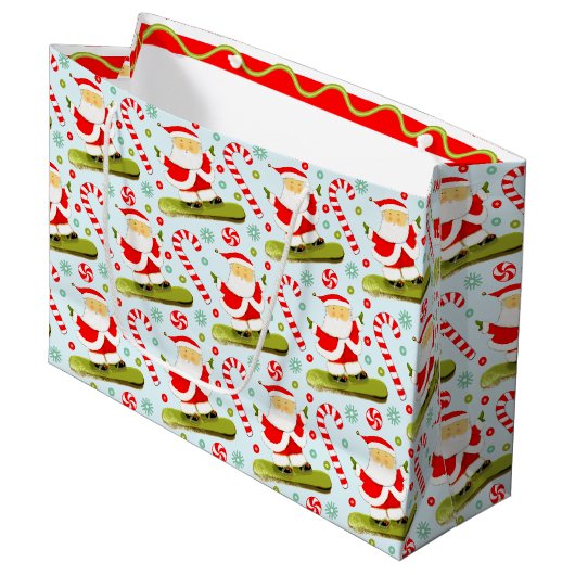Snowboarding Christmas Holiday Gift Bag ラージペーパーバッグ (正面アングル)