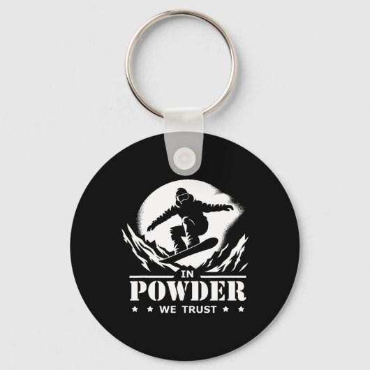 Snowboarding In Powder We Trust Graphic キーホルダー (正面)