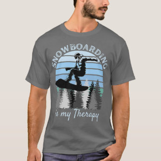 Snowboarding is My Therapy Cool Vintage Blue Sunse Tシャツ