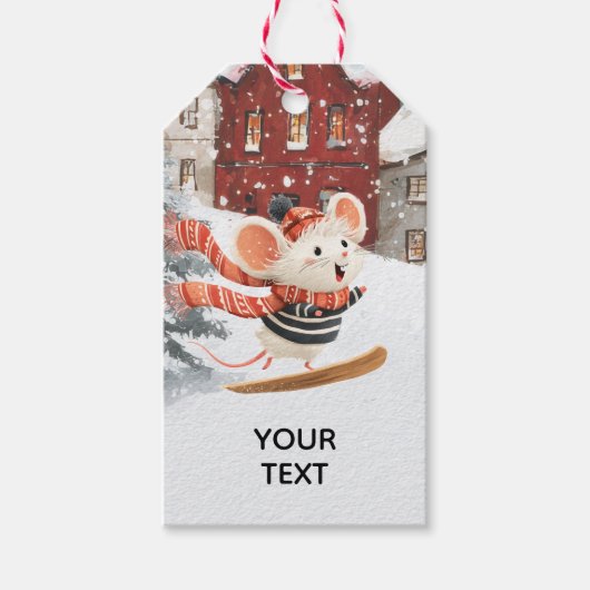 Snowboarding Little Mouse Gift Tag ギフトタグ (正面)