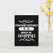 Snowboarding Makes Me Happy Snowboard  カード (黄色い花)