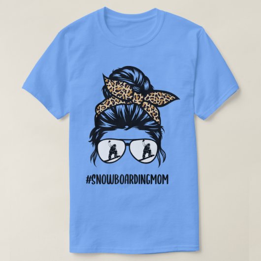 Snowboarding mom life leopard, Snowboarding life S Tシャツ (デザイン正面)