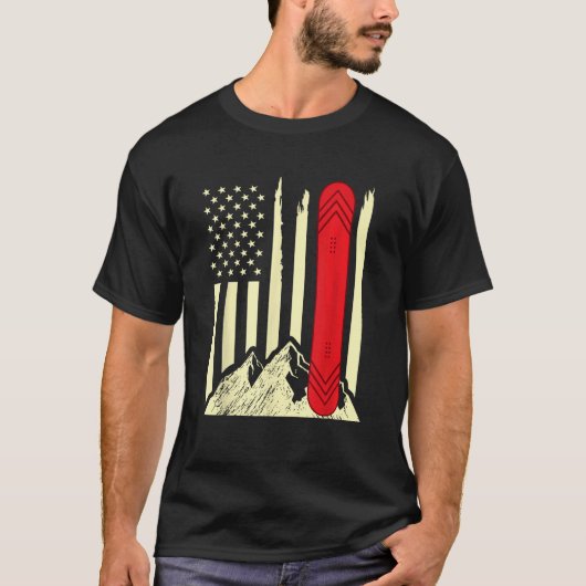 Snowboarding Skiing Snowboard American Flag Snowbo Tシャツ (正面)