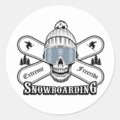 Snowboarding Skull Graphic ラウンドシール (正面)