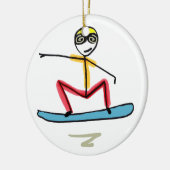 Snowboarding Stickman セラミックオーナメント (左)