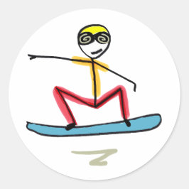 Snowboarding Stickman ラウンドシール