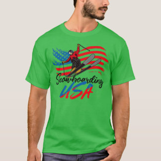 Snowboarding USA Support the Team T USA Flag Snowb Tシャツ