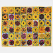 Snowcatcher Sunflowers フリースブランケット (正面(横))
