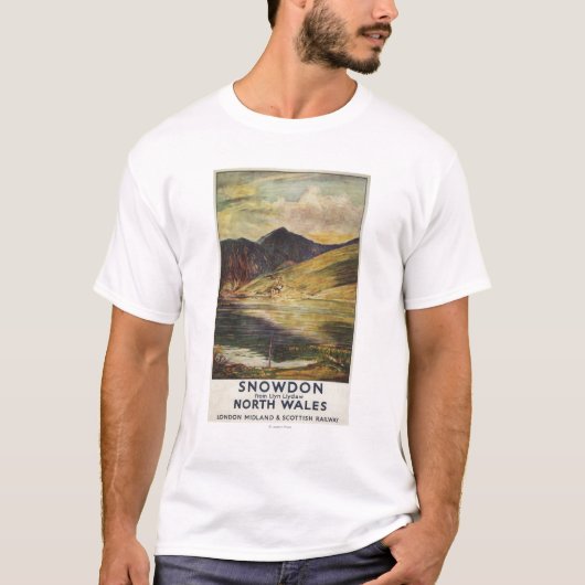 Snowdonの山景色の鉄道ポスター Tシャツ (正面)