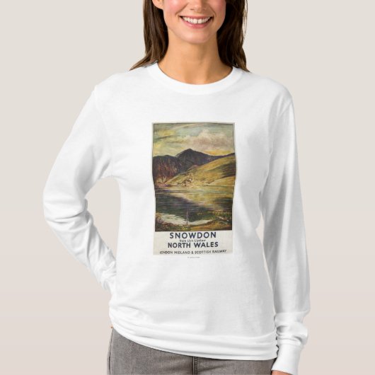 Snowdonの山景色の鉄道ポスター Tシャツ (正面)