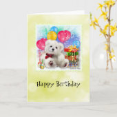 Snowdropマルチーズ誕生日カード カード (黄色い花)