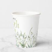 Snowdrop 60th Birthday Watercolor Botanical Green 紙コップ (裏面)