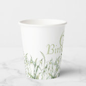 Snowdrop 60th Birthday Watercolor Botanical Green 紙コップ (正面)