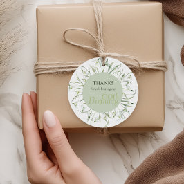 Snowdrop 60th Birthday Watercolor Botanical Thanks フェイバータグ