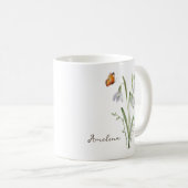 Snowdrop Birth Month Flower コーヒーマグカップ (正面右)