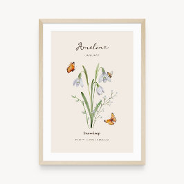 Snowdrop Birth Month Flower Poster ポスター