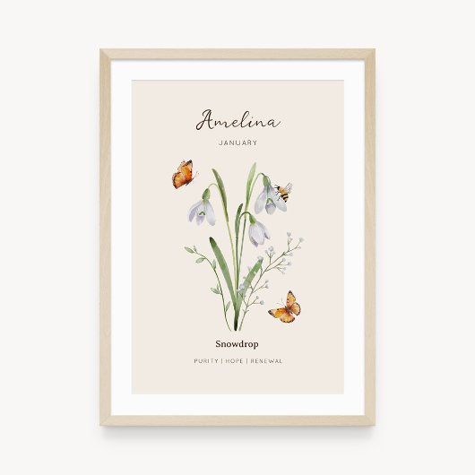 Snowdrop Birth Month Flower Poster ポスター
