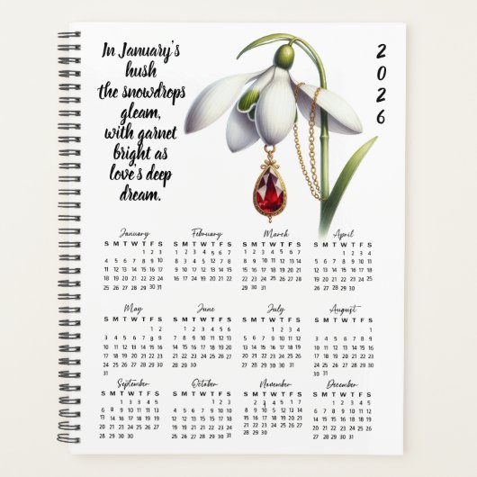Snowdrop & Garnet January Verse – 2026 Planner プランナー手帳 (正面)