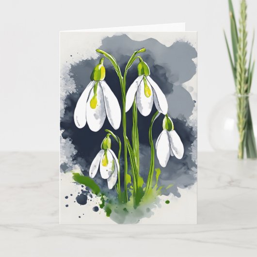 Snowdrop - Watercolor flowers カード (正面)