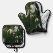 Snowdrops I (Galanthus)春フローラ 鍋つかみ&鍋敷きセット (正面/裏面)