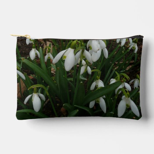 Snowdrops I (Galanthus)白い春の花 アクセサリーポーチ (正面)