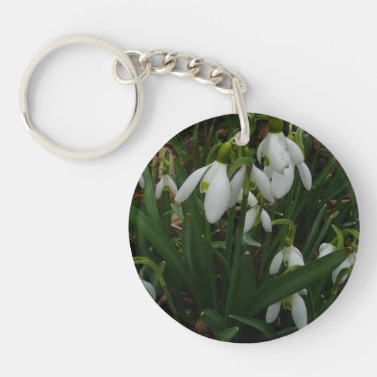 Snowdrops I (Galanthus)白い春の花 キーホルダー (正面)