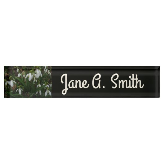 Snowdrops I (Galanthus)白い春の花 デスクネームプレート (正面)