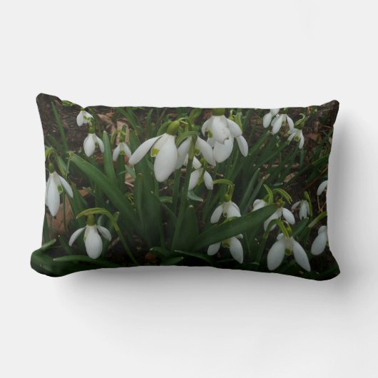Snowdrops I (Galanthus)白い春の花 ランバークッション (正面)