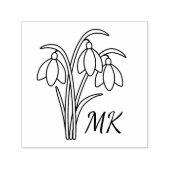 Snowdrops Spring Flowers Monogram Initials セルフインキングスタンプ (デザイン)