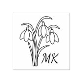 Snowdrops Spring Flowers Monogram Initials ラバースタンプ (インプリント)