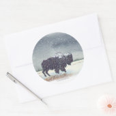 Snowdustedのバイソンの水彩画の絵画 ラウンドシール (封筒)
