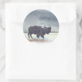 Snowdustedのバイソンの水彩画の絵画 ラウンドシール (バッグ)