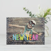 Snowfall カラフル Happy New Year写真 シーズンカード (スタンド正面)