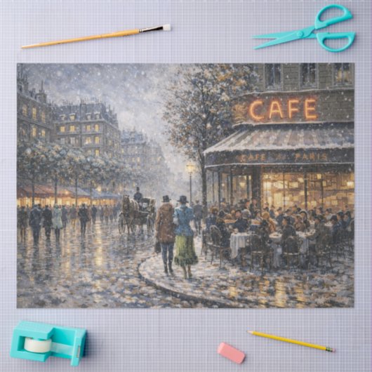 Snowfall at a Parisian Café 薄葉紙 (クラフト)