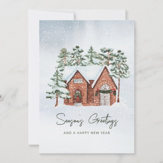 Snowfall Cottage Winter Scene クリスマス (正面)