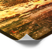 Snowfall in Feudal Japan at Sumida River Ukiyo ポスター (角)