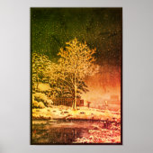 Snowfall in Feudal Japan at Sumida River Ukiyo ポスター (正面)