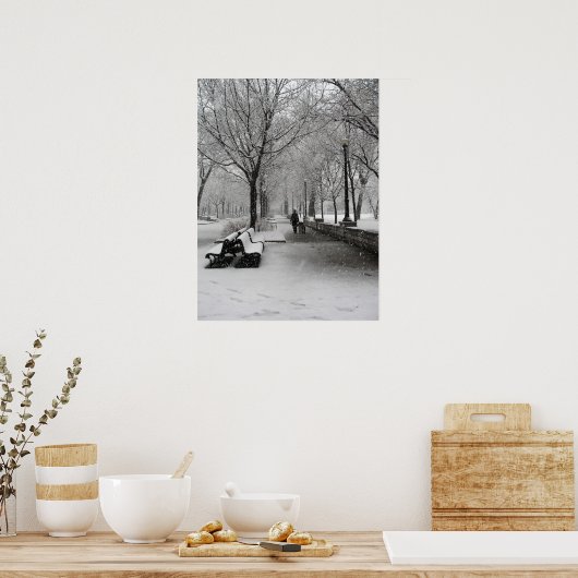 Snowfall in Montreal, Quebec ポスター (キッチン)