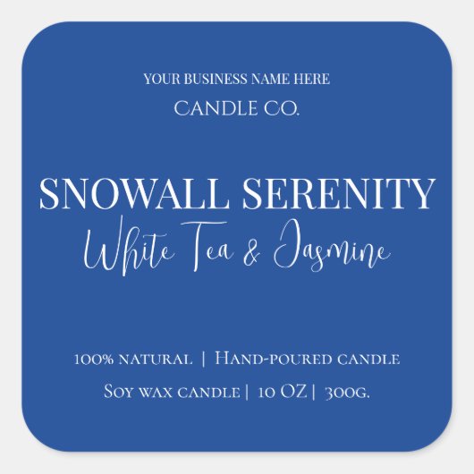 Snowfall Serenity White Tea & Jasmine Candle Label スクエアシール (正面)