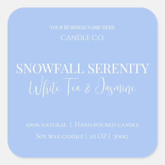 Snowfall Serenity White Tea & Jasmine Candle Label スクエアシール (正面)