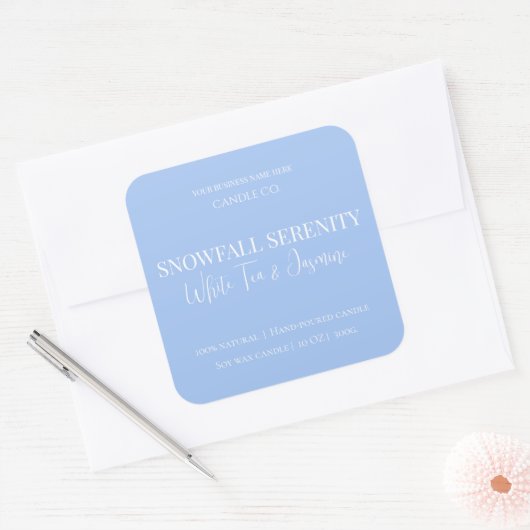 Snowfall Serenity White Tea & Jasmine Candle Label スクエアシール (封筒)