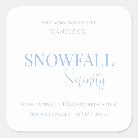 Snowfall Serenity White Tea & Jasmine Candle Label スクエアシール (正面)
