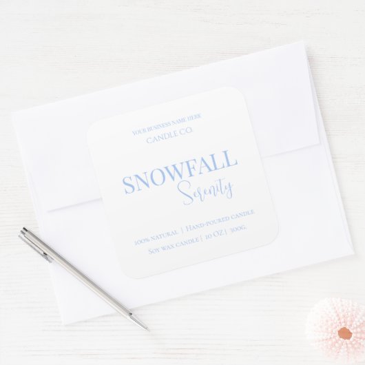 Snowfall Serenity White Tea & Jasmine Candle Label スクエアシール (封筒)