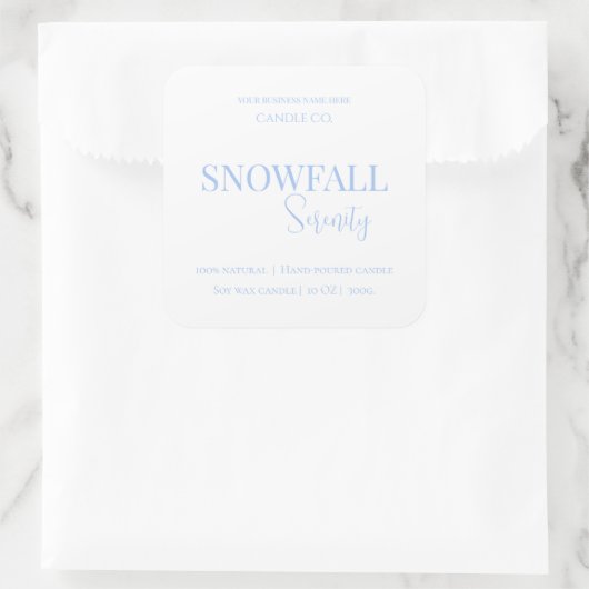 Snowfall Serenity White Tea & Jasmine Candle Label スクエアシール (バッグ)