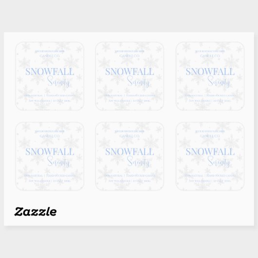 Snowfall Serenity White Tea & Jasmine Candle Label スクエアシール (シート)