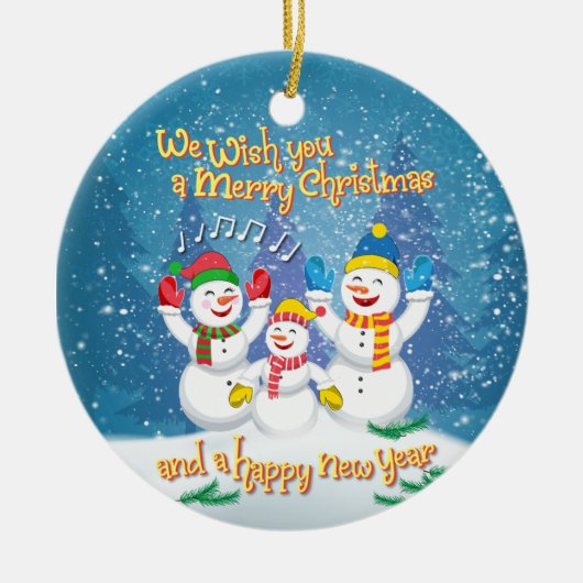 SnowFamily – クリスマス&新年 セラミックオーナメント (正面)