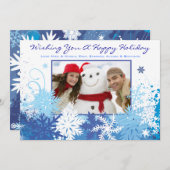 SNOWFLAKEホリデーファミリーフォトグリーティングカード シーズンカード (正面/裏面)